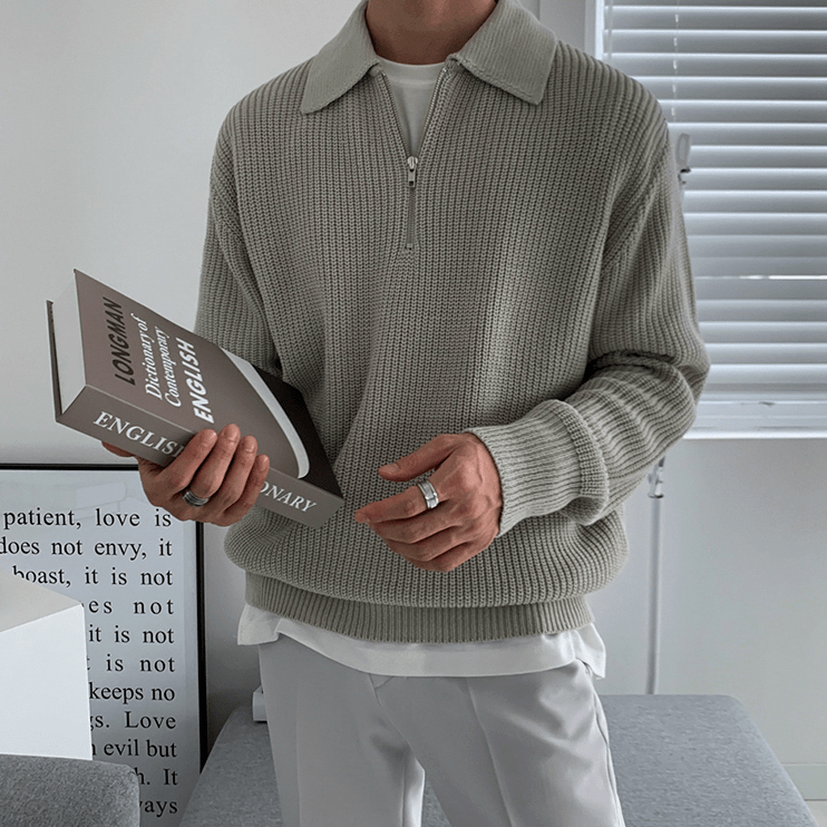 Half-zip knit sweater