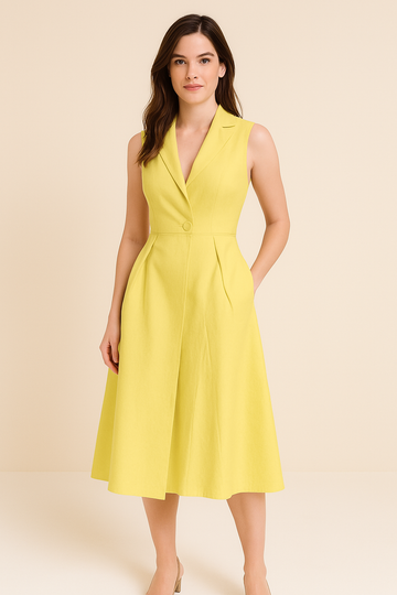 Tailored Sleeveless V-Neck Dress