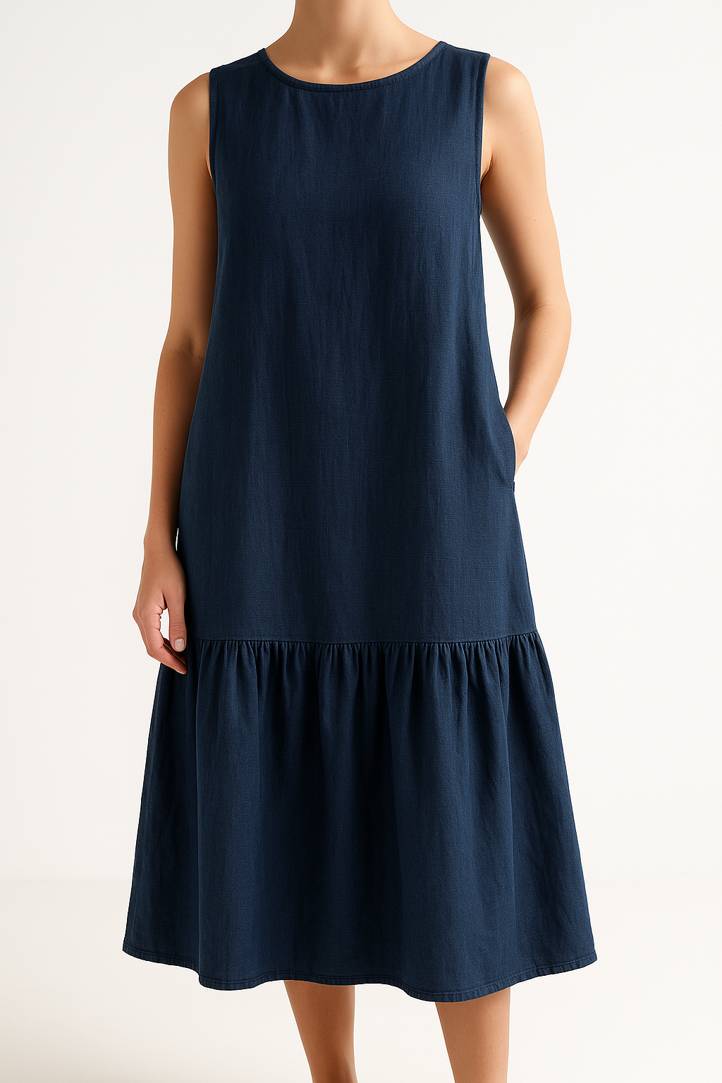 Sleeveless A-Line Dress with Ruffled Hem